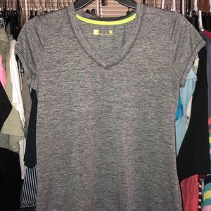 Xersion Grey/white/green athletic material tee